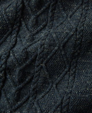 fabric detail of Jacquard Melange Yarn Polo Shirt in Navy