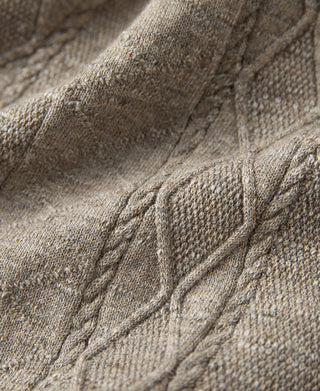 fabric detail of Jacquard Melange Yarn Polo Shirt in Oats