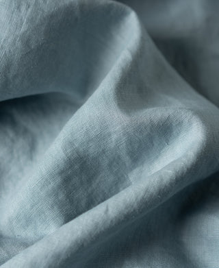 fabric texture of 1950s Italian Collar Linen Short Sleeve Shirt - Light Blue