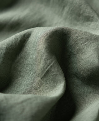 fabric texture of 1950s Italian Collar Linen Short Sleeve Shirt - Sage