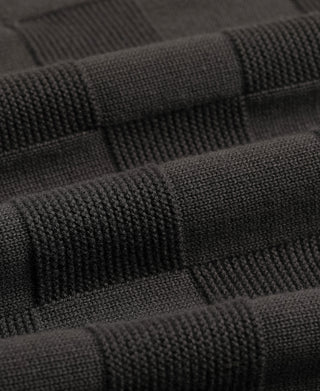 fabric texture of Lot 927 Retro Checker Knit Cotton Crewneck T-Shirt - Dark Gray
