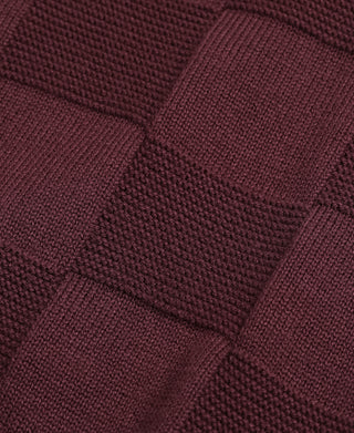 fabric texture of Lot 927 Retro Checker Knit Cotton Crewneck T-Shirt - Purple