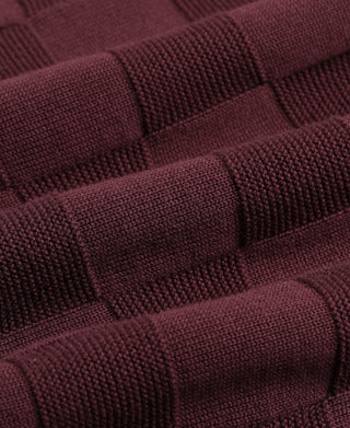 fabric texture of Lot 927 Retro Checker Knit Cotton Crewneck T-Shirt - Purple
