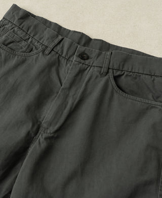 front rise detail of Vintage Washed Tapered 5-Pocket Pants in Dark Gray