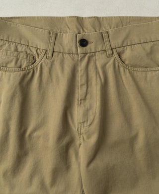 front view of Vintage Washed Tapered 5-Pocket Pants in Khaki