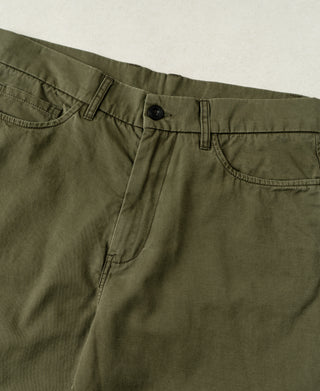 front view of Vintage Washed Tapered 5-Pocket Pants in Olive