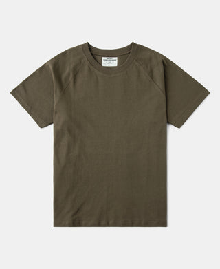 Heavyweight Plain Raglan Short Sleeve T-Shirt in Dark Olive
