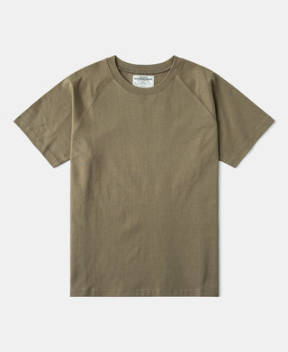 Heavyweight Plain Raglan Short Sleeve T-Shirt in Khaki