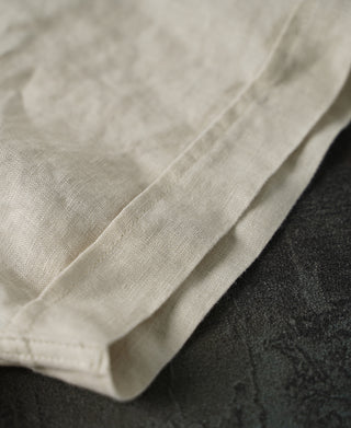 sleeve detail of 1950s Italian Collar Linen Short Sleeve Shirt - Beige