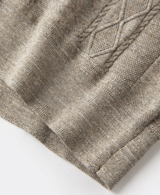 hem detail of Jacquard Melange Yarn Polo Shirt in Oats