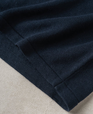 Hem Detail of Linen Cotton Blend Knit Henley T-shirt