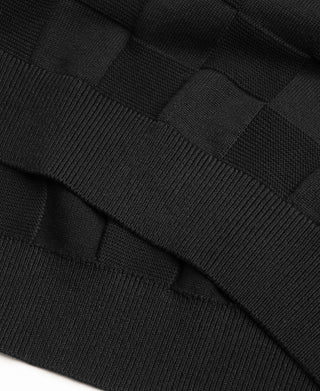 hem detail of Lot 927 Retro Checker Knit Cotton Crewneck T-Shirt - Black