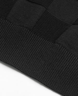 hem detail of Lot 927 Retro Checker Knit Cotton Crewneck T-Shirt - Black