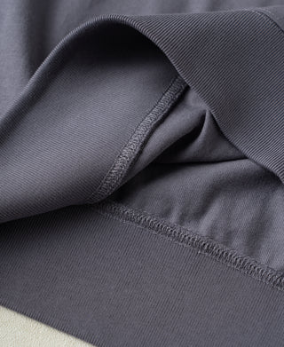 hem detail of Purple 1950s V-Gusset Cotton T-Shirt