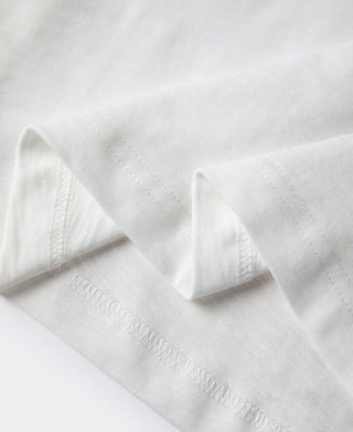 hem detail of White Heavyweight Slub Cotton Short Sleeve T-Shirt