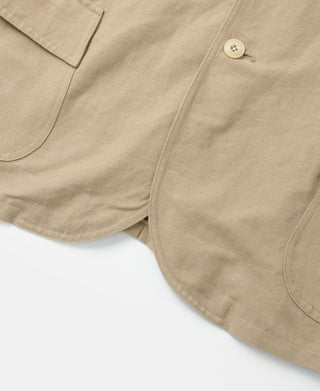 hem detail of Textured Linen-Cotton Sack Jacket – Khaki
