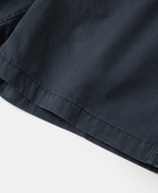 Leg opening detail of 1930s Washed Officer Chino Shorts in Navy
