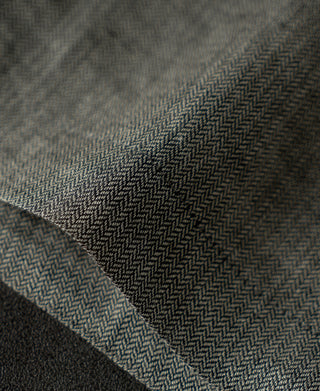 leg opening detail of Relaxed Ramie Herringbone Shorts