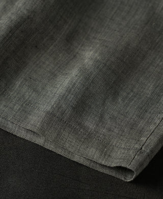 leg opening detail of Relaxed Ramie Herringbone Shorts