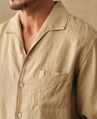 lifestyle shot of 1950s Italian Collar Linen Shirt