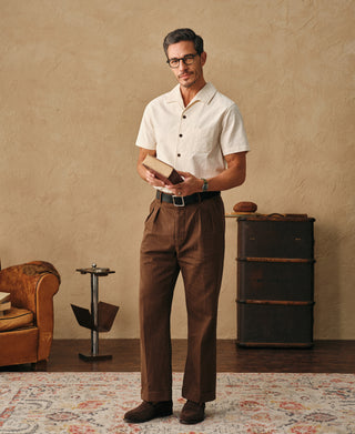 lifestyle shot of Ivory Italian Collar Salt-Shrunk Shirt