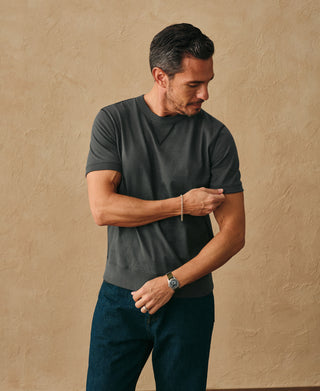 lifestyle shot of Vintage Black 1950s V-Gusset Cotton T-Shirt