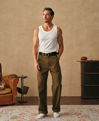 lifestyle shot of White Cotton and Modal-Blend Tank Top