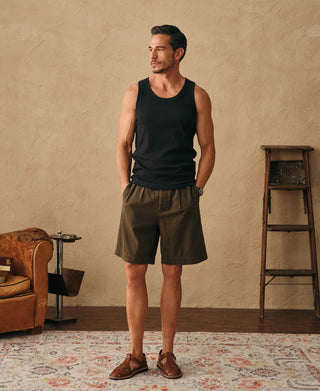 lifestyle shot of Black Cotton and Modal-Blend Tank Top