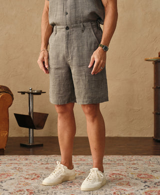 lifestyle shot of Relaxed Ramie Herringbone Shorts