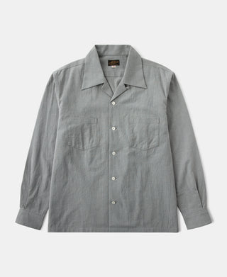 Lot 220A Cotton-Linen Blend Houndstooth Long Sleeve Shirt in Green