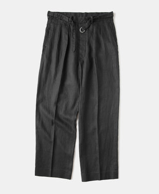 Lot 845 Linen Double Pleated Trousers in Black