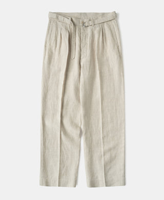 Lot 845 Linen Double Pleated Trousers in Natural