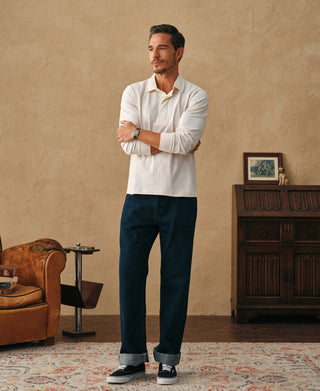 Classic Fit Jersey Tubular Rugby Shirt - Gray White