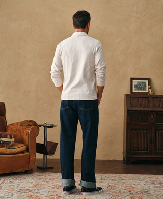 Classic Fit Jersey Tubular Rugby Shirt - Gray White