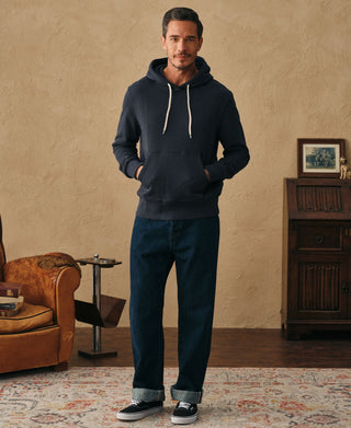 1950s Heavyweight Cotton Fleece Hoodie - Dark Blue