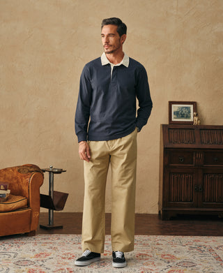 Classic Fit Jersey Tubular Rugby Shirt - Blue Gray