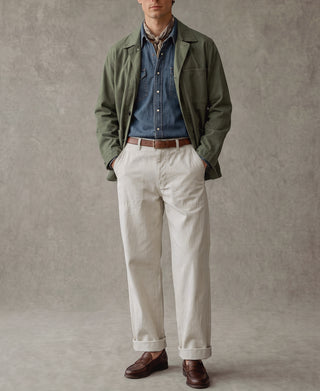 1940s USN-Inspired Herringbone Deck Trousers - White