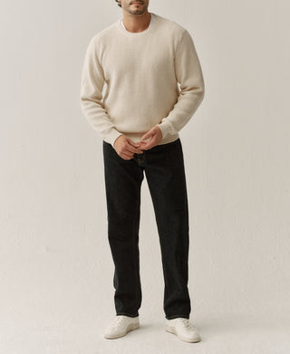 Rib & Seed-Stitch US Cotton Knit Sweater