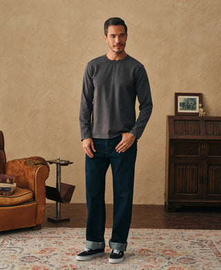 lifestyle shot of Vintage Black Sun-Washed Cotton Long Sleeve T-Shirt