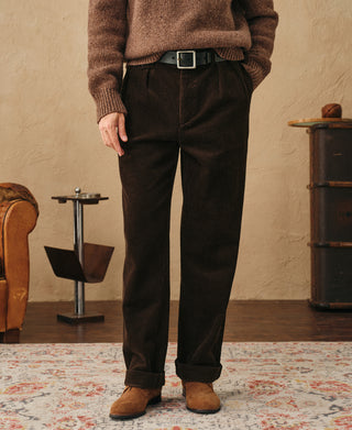 1960s Double Pleated Corduroy Trousers - Brown