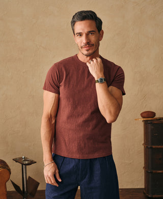 lifestyle shot of Vintage Slub Cotton Cap Sleeve T-Shirt - Clay