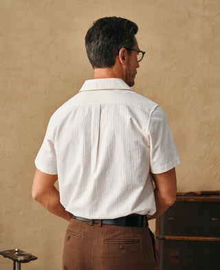lifestyle shot of Italian Collar Salt-Shrunk Shirt - White