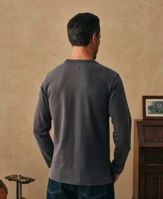 lifestyle shot of Vintage Black Sun-Washed Cotton Long Sleeve T-Shirt