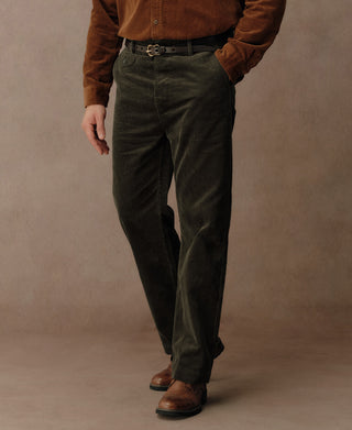 1920s Heavy Corduroy Farmer Work Trousers - Dark Green