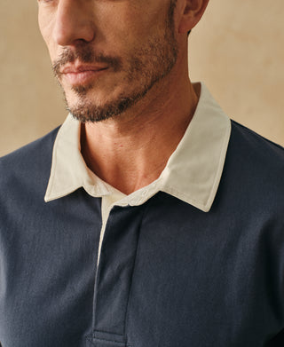 Classic Fit Jersey Tubular Rugby Shirt - Blue Gray