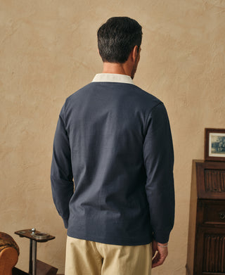 Classic Fit Jersey Tubular Rugby Shirt - Blue Gray