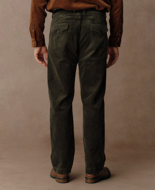 1920s Heavy Corduroy Farmer Work Trousers - Dark Green