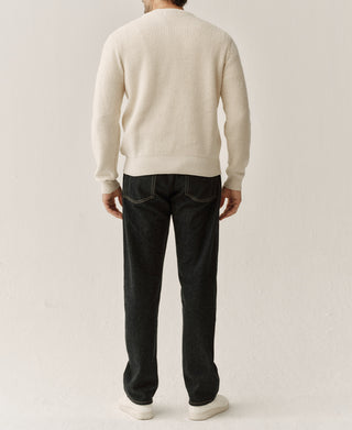 Rib & Seed-Stitch US Cotton Knit Sweater