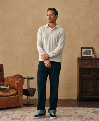 Classic Fit Jersey Tubular Rugby Shirt - Beige Gray