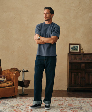 1900s Heavyweight Cotton Jersey Boxy T-Shirt - Gray Blue